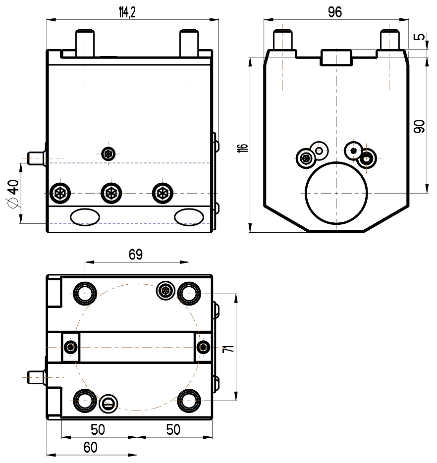 RG Tools Bohrstangenhalter, mit interner Kühlmittelzufuhr, NAKAMURA RGX ID-65x40x90(NT) Dimensionen