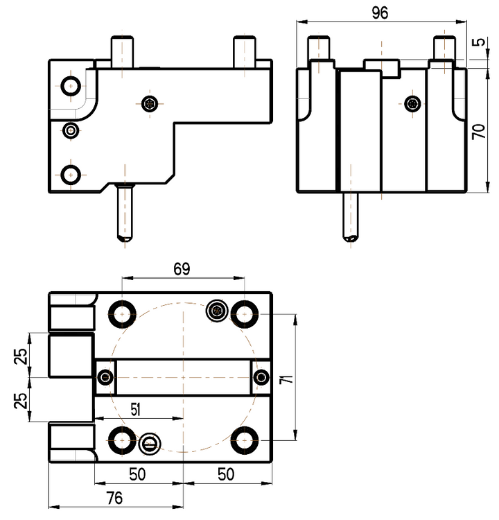 RG Tools Universeller Außendrehhalter NAKAMURA RGX OD-65x25x70(NT) Dimensionen