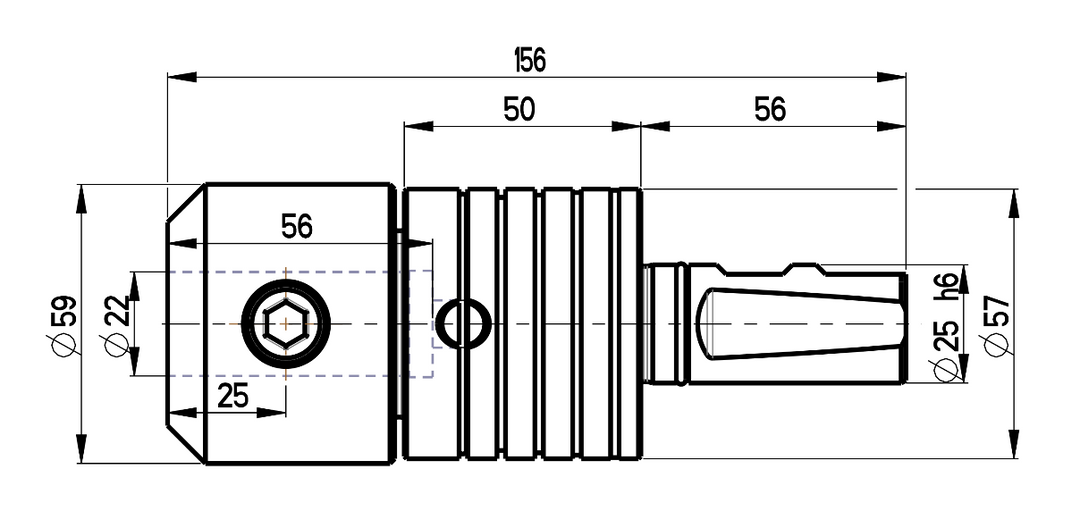 RG Tools Synchron Gewindeschneidhalter weldon 25 WLD22 RGX ST21-25x22WLD Dimensionen