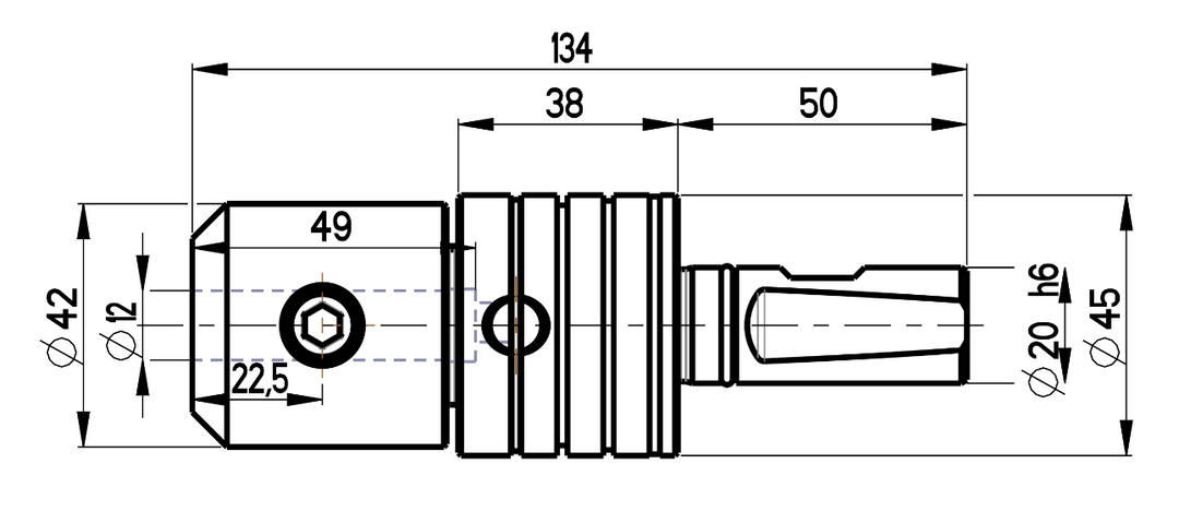 RG Tools Synchron Gewindeschneidhalter weldon 20 WLD12 RGX ST24-20x12WLD Dimensionen
