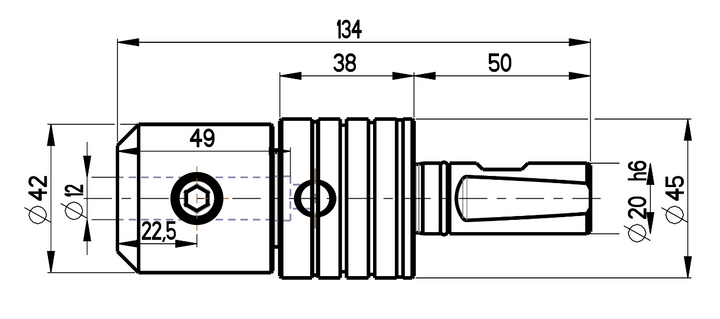 RG Tools Synchron Gewindeschneidhalter weldon 20 WLD12 RGX ST24-20x12WLD Dimensionen